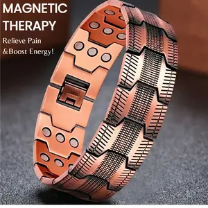 99.9% Pure Copper Magnetic Bracelet for Men – 3500 Gauss Magnets, Adjustable & Hypoallergenic. Stylish Wellness Gift for Him, Relieve Fatigue & Boost Energy.