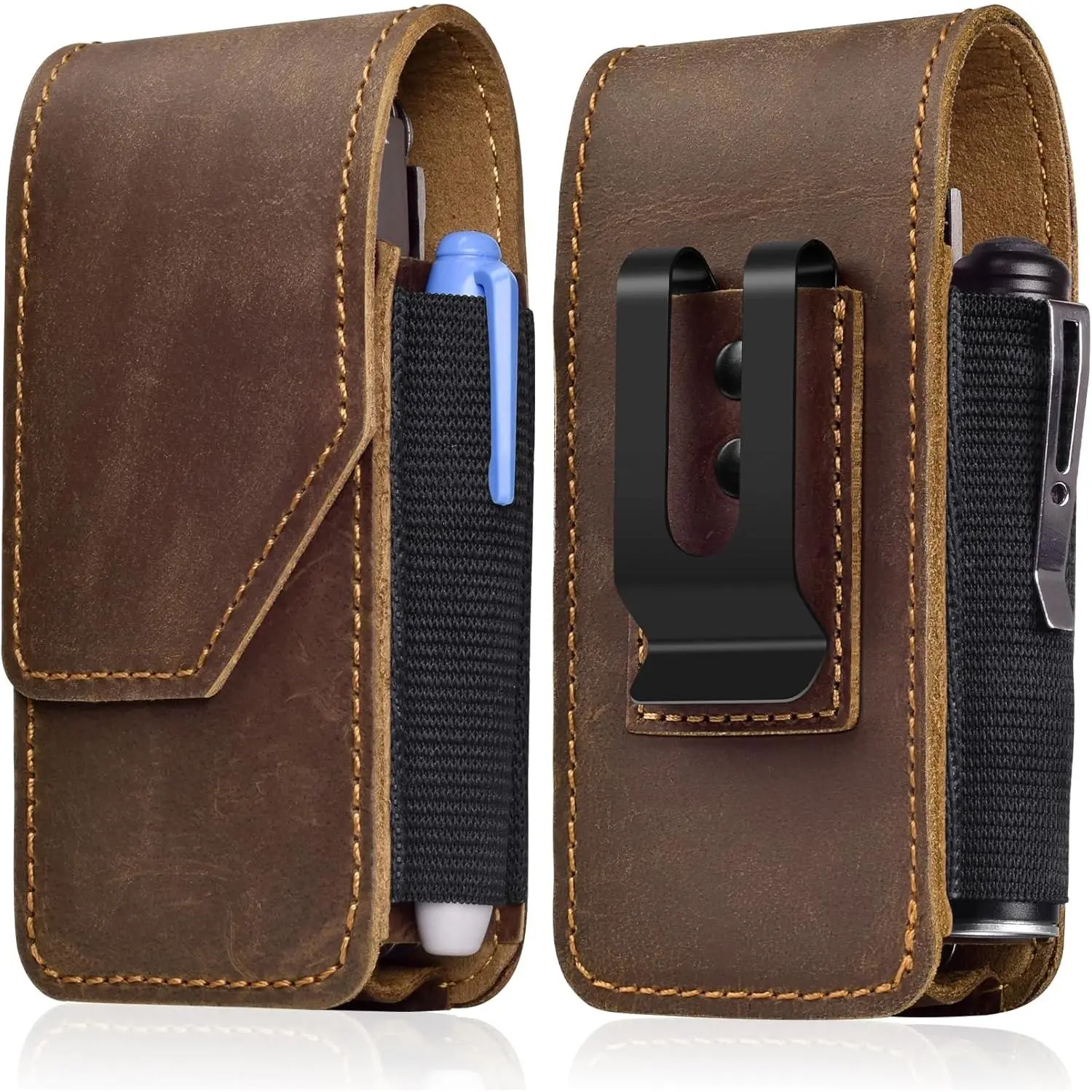 Leather Multitool Sheath Compatible with  Wave Plus Wingman Surge Rebar Multi Tool Holster with Belt Clip, Dark Brown