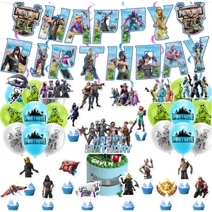 Video Game birthday decorations set Party decor Supplies Include Happy Birthday Banners, Cake Toppers, Cupcake Toppers,Balloons,Hanging Swirls Decorations