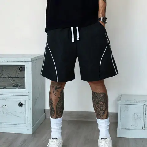 Men's Outdoor Shorts, Summer Loose Fit Short Pants, Pure Color Belted Men's Shorts, Casual Street Shorts, Comfortable and Stylish, Loose Fitting Shorts