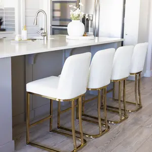 Phivilla Home Modern Bar Stools Set of 1/2/3/4, 24'' PU Leather Counter Height with Back, Waterproof, Metal Frame, Kitchen Island & Home Bar Chairs, Spring Glow Up