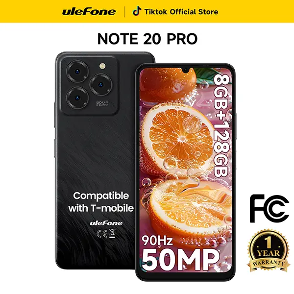 Ulefone Note 20 Pro Unlocked Cellphone - US Version Black (256GB), Android 14 Mobile Phone with 6.75 in Waterdrop Touchscreen, 8GB+128GB/256GB 8-Core, Dual 4G LTE, 4G Radios, 6000mAh Battery, 50MP Main Camera, Fingerprint/Face Unlock, Type-C USB-C Port