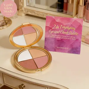 Glow Eyeshadow Blush Palette 4 in 1 Highlighter Blush Eyeshadow Natural Radiance Glass Skin Finish Long Lasting Gift for Mom Mother's Day Pampering Spoil Her