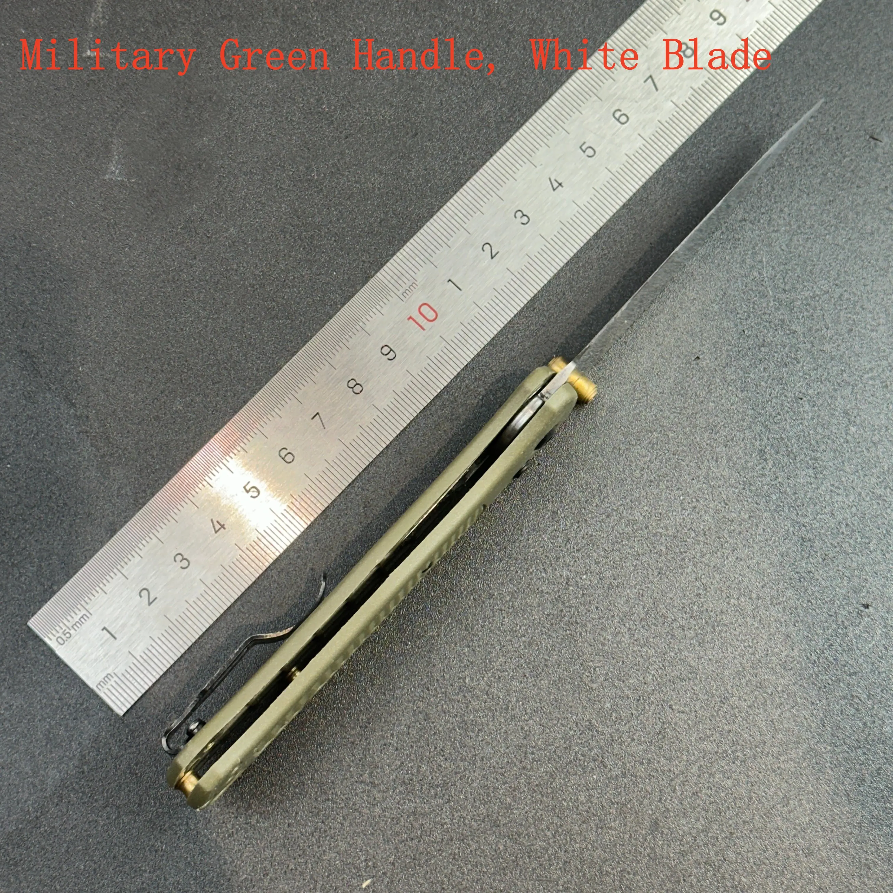 Military Green Handle, White Blade