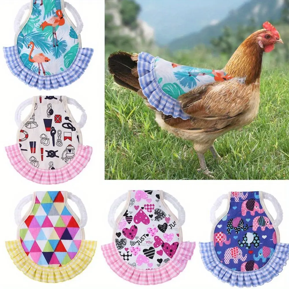 New Chicken Clothes Pet Chicken Vest Elastic Lace Outfit Chicken Duck Goose Chest Back [Random Pattern Position]