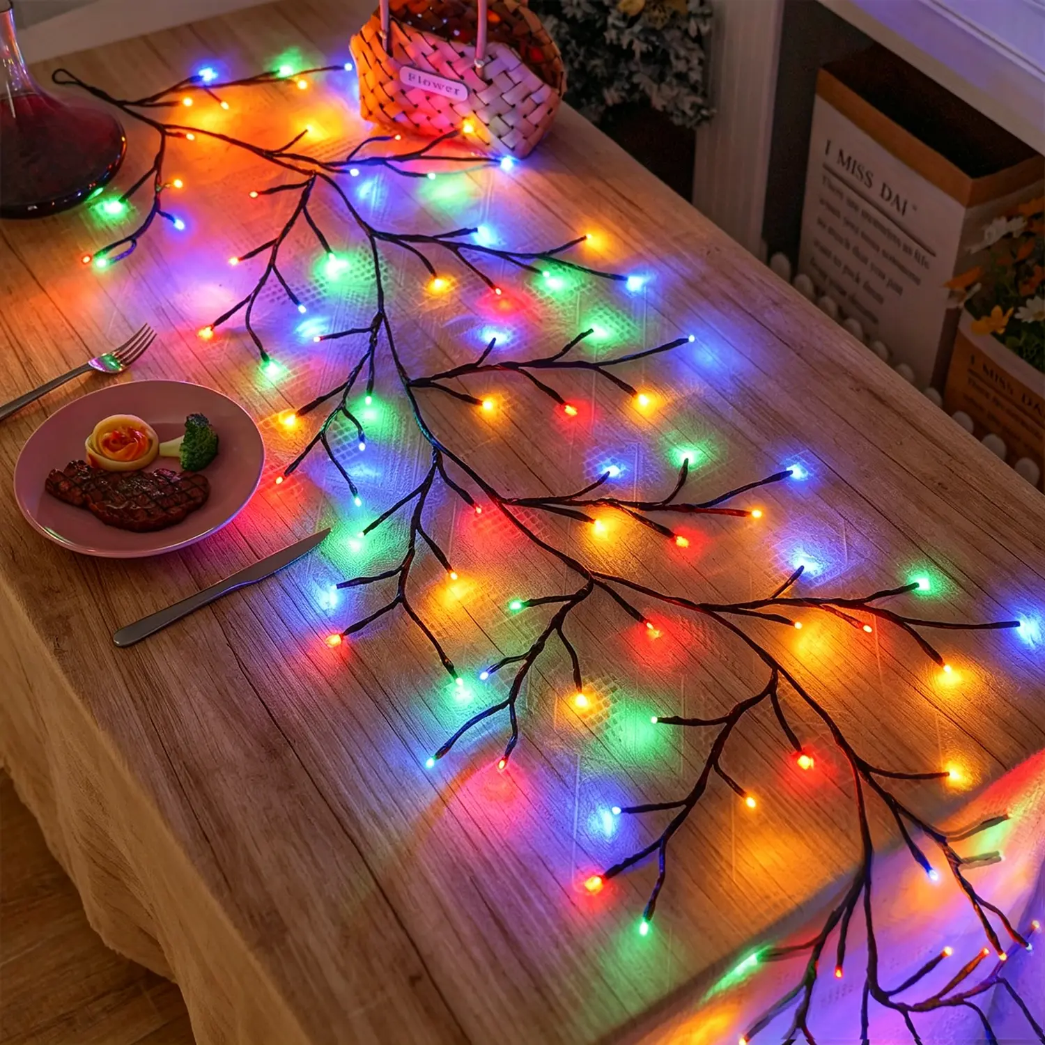 Enchanted Vines for Home Decor Christmas Decorations 1.8M 96 LED Willow Vine Lights with 8 Modes Indoor Decor Artificial Plants Tree Lights for Walls Bedroom Living Room Decor Colorful Flexible Branches