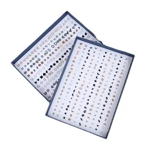 Mini pocket geometric plastic glue needle color retaining small earrings Cute small earring combination