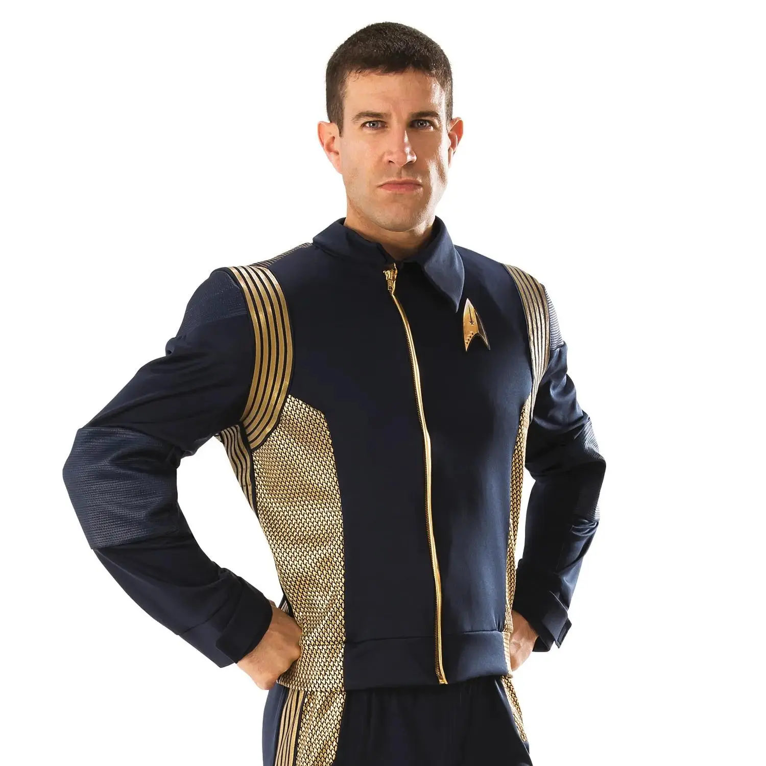 Men’s Star Trek: Discovery™ Gold Command Uniform Cosplay Costume - Extra Large, Polyester, Fully Lined Top, Emblem, Command Look, for Star Trek Fans (Menswear Special Occasion Clothing)