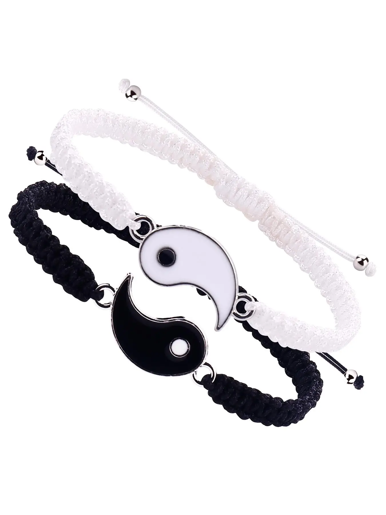 Retro Unisex Matching Bracelet Set, Taiji Yin Yang Symbol Woven Bracelet, Adjustable Drawstring Bracelets, Fashionable Jewelry Accessories for Men and