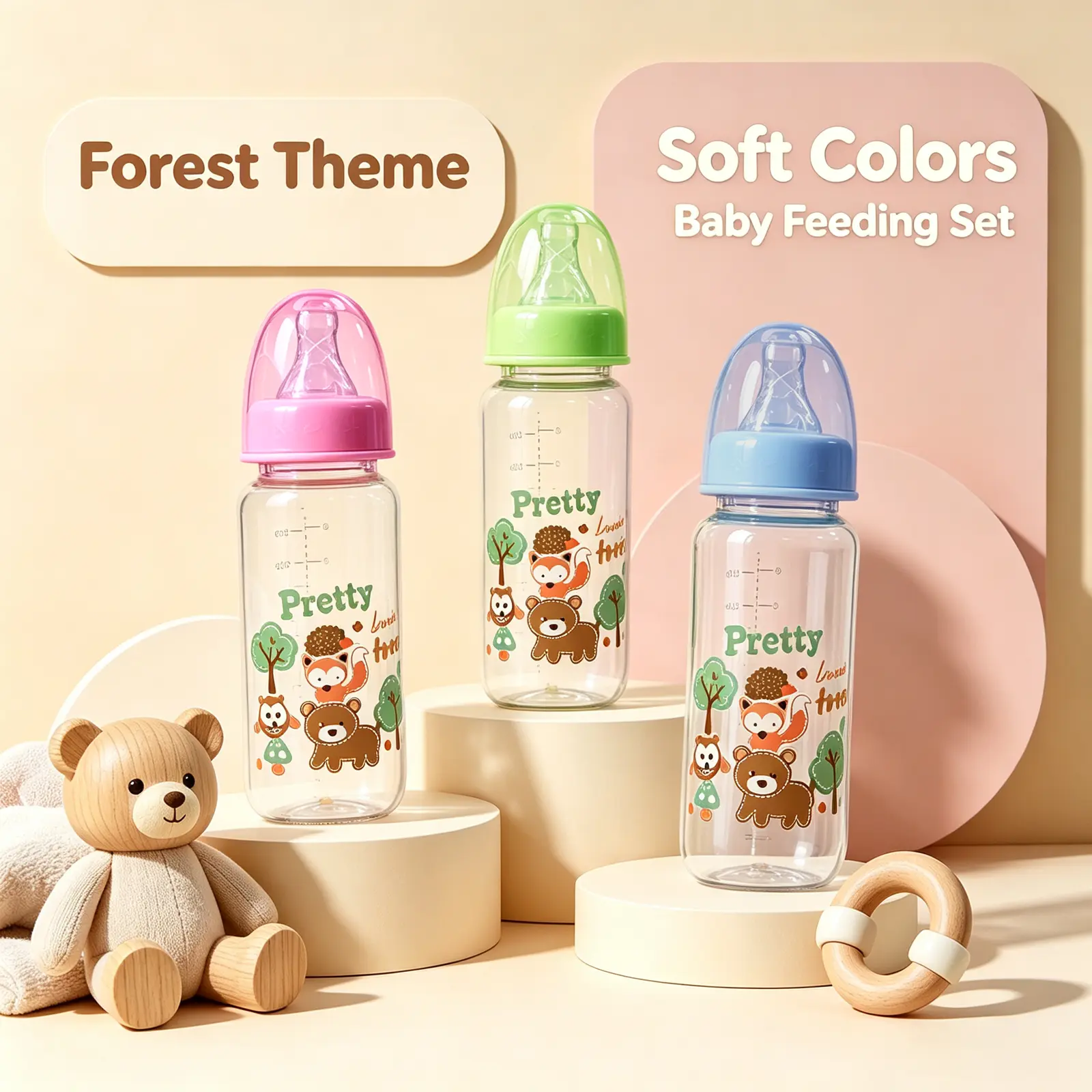 HOTMIR Baby Bottle 9oz Standard Caliber Bottle, Multi Color Optional Baby Feeding Bottle, Newborn Formula Milk Bottle, Portable Baby Bottle, Ideal Newborn Bath Gift for Boys and Girls