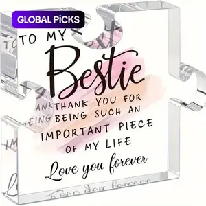 Acrylic Puzzle Shape Plaque Gift, 1 Count Letter Pattern Clear Acrylic Block Gift, Love You Forever Keepsake Gifts for Sister Bestie, Decor, Acrylic Plaque Sign #GLOBAL PICKS