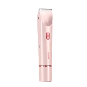 Women Bikini Trimmer, 2-in-1 Rechargeable Electric Epilator, Dual Heads Painless Shaver for Face, Underarms, Legs & Private Area