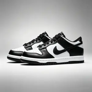 Nike Dunk Low GS 'Black White' Men's Athletic Sports Training Closed Casual Trainers, Style Code CW1590-100, Sports Shoes