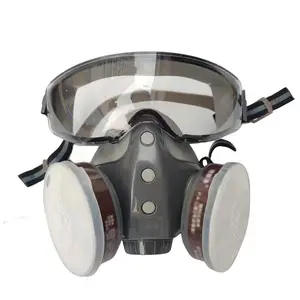 Reusable Respirator, Anti-virus Integrated Mask, Paint Spray Dust Mask with Goggles, Chemical Exposure Respirator for Home, Outdoor, Work, Safety Goggles
