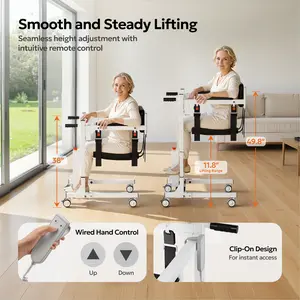 【FathersDayGift】Juswell Patient Lift Transfer Chair, Electric Patient Lift for Home with Emergency Stop & Battery Indicator, Foldable Transfer Chairs for Seniors, Elderly, Bed to Sofa, Wheelchair Transfer