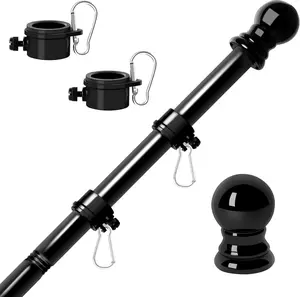 Flag Poles for Outside House 6FT Stainless Steel Metal Black Flag Pole kit Tangle Free Residential Heavy Duty for Truck
