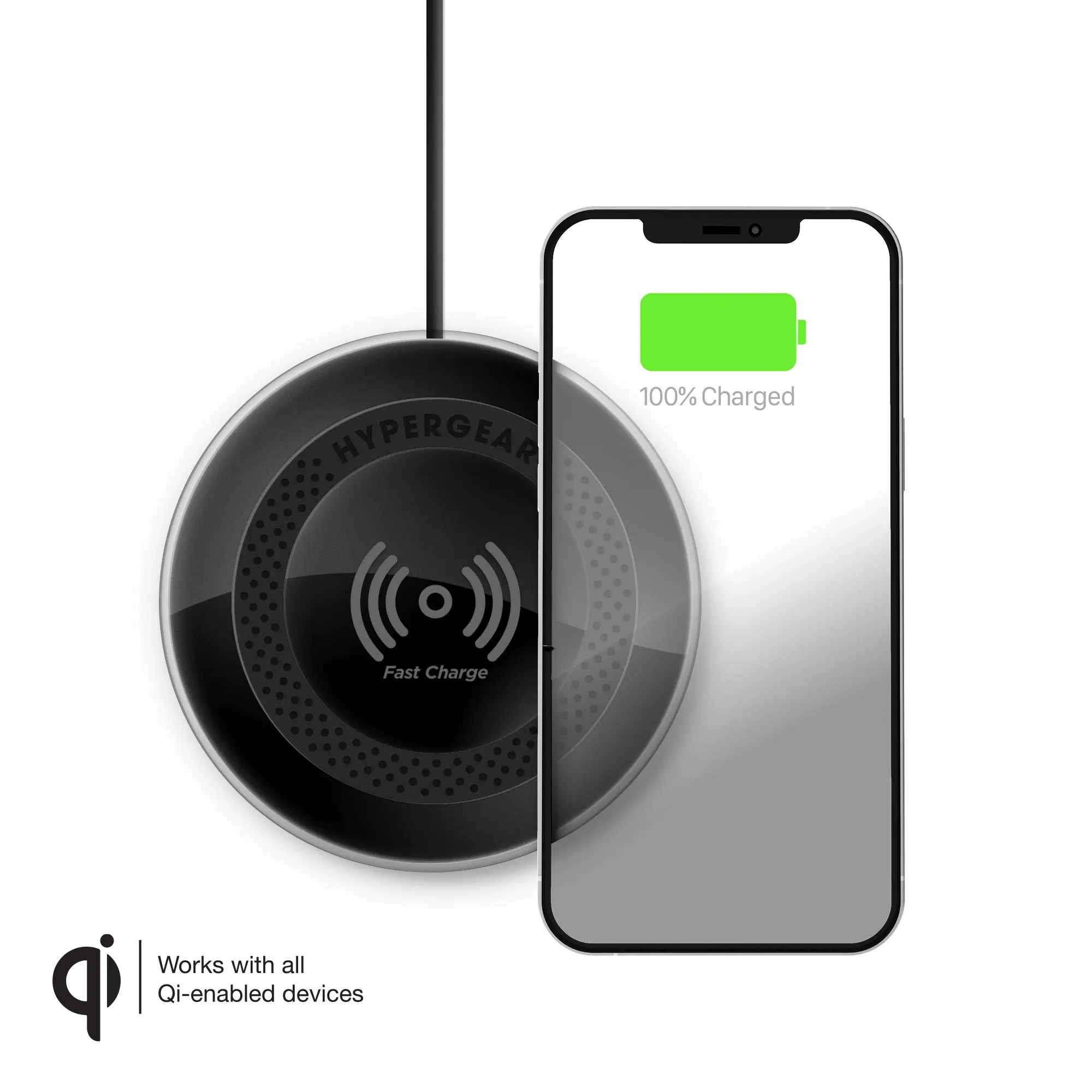 ChargePad Pro 15W Qi-Compatible Silent Mode Fast Charging Wireless Charger - USB-C Connector, Black Accessory for Smartphones, Mobile Devices, Fastcharging