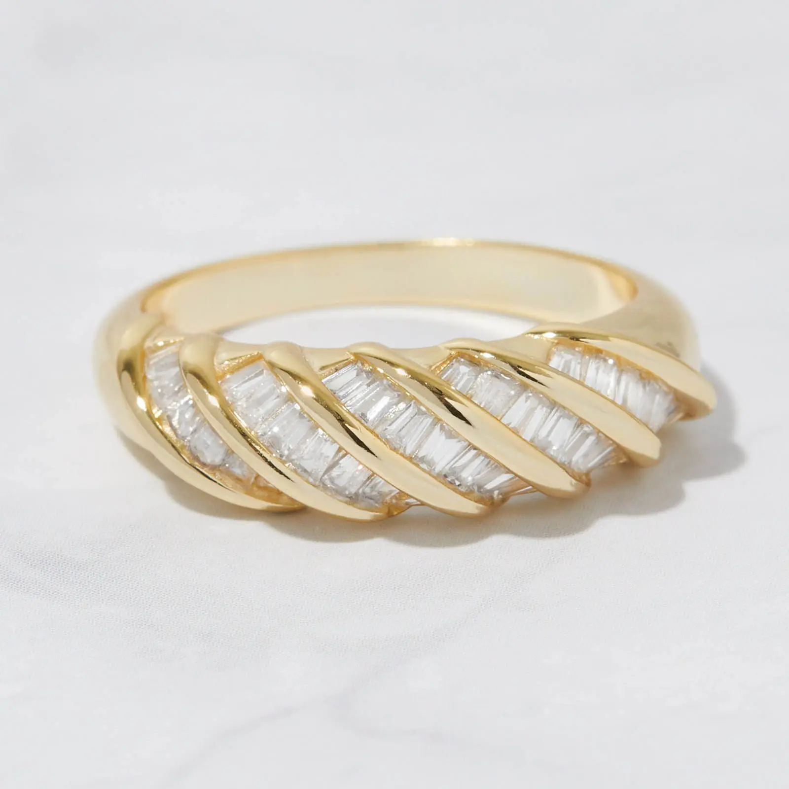 Women's Chic Metal-Coated Vintage Baguette, Dome, Stacking Minimalist Dainty Everyday Costume Jewelry Rings - Vintage Gold, Feminine, Croissant Element Designs, Vintage Gold Rings, Feminine Rings