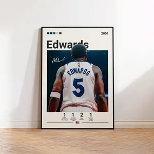 Anthony Edwards Poster, Timberwolves Print, Edwards Fan Gift, Basketball Gifts, Home Office Decor, Basketball Poster, Sports Bedroom Print