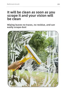 3-in-1 Spray Glass Scraper for Home and Car Window Cleaning White Dual Head Brush with Built-in Spray Function and Squeegee Scrubber Cleaner