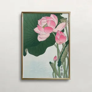 Vintage Wall Art, Pink Flowers Art, Printable Wall Art #389, Antique Wall Decor, Japanese Wall Art, Lotus Flowers