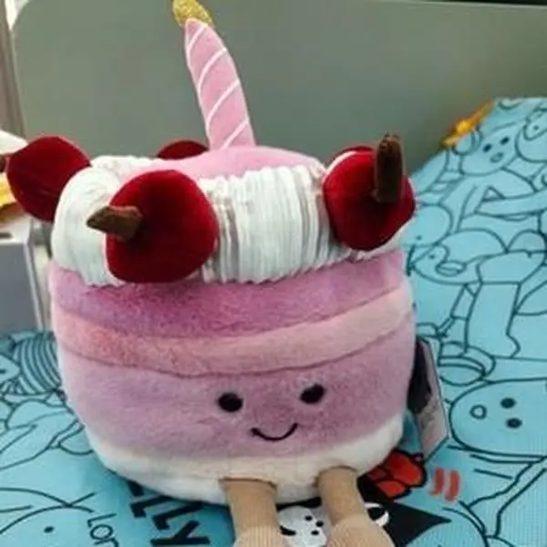 Jellycat Cherry Cake Plushie, Cute Smiling Dessert Stuffed Animal, Cozy Birthday Gift for All