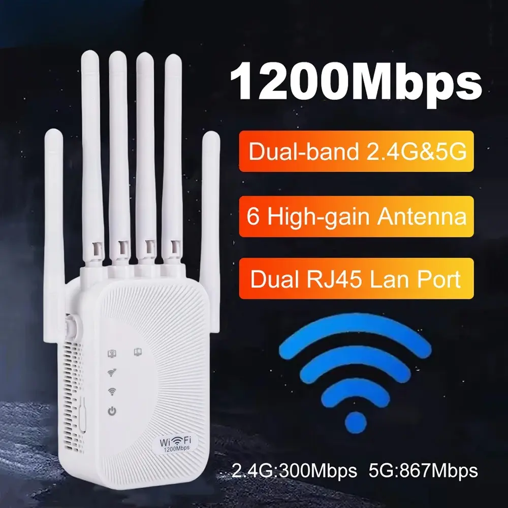 1200/300Mbps Wifi Repeater Amplifier 2.4G 5G Network Expander Range Extender WiFi Signal Booster Wireless Wi-Fi Router