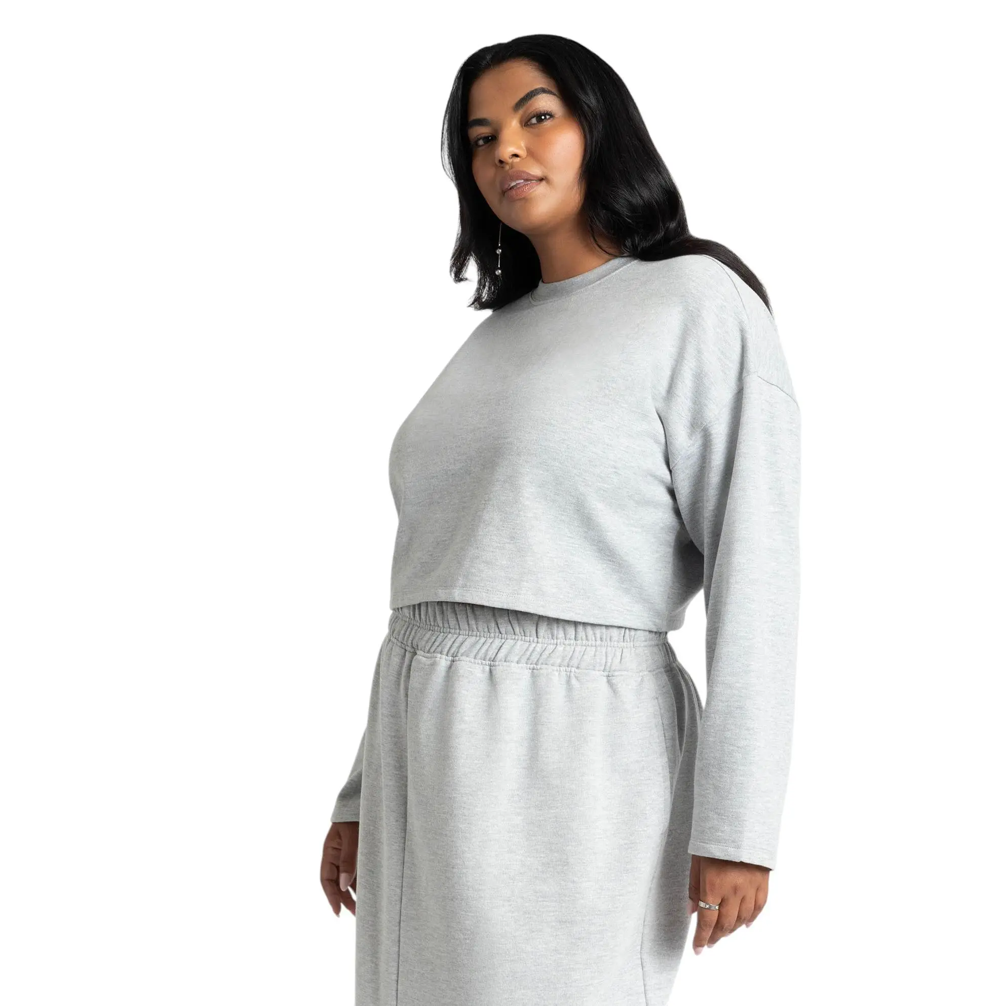 ELOQUII Women's Plus Size Oversized Cropped Sweatshirt