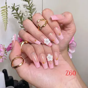 Nailbeebee Z60 1.3 inch Handmade Press-On Nails | Reusable,Salon-Quality,Long-Lasting,Glossy Design |  For Daily Office & Workplace,Date Nights & Romantic Outings,Shopping & City Leisure Trips,Holiday & Short Travels