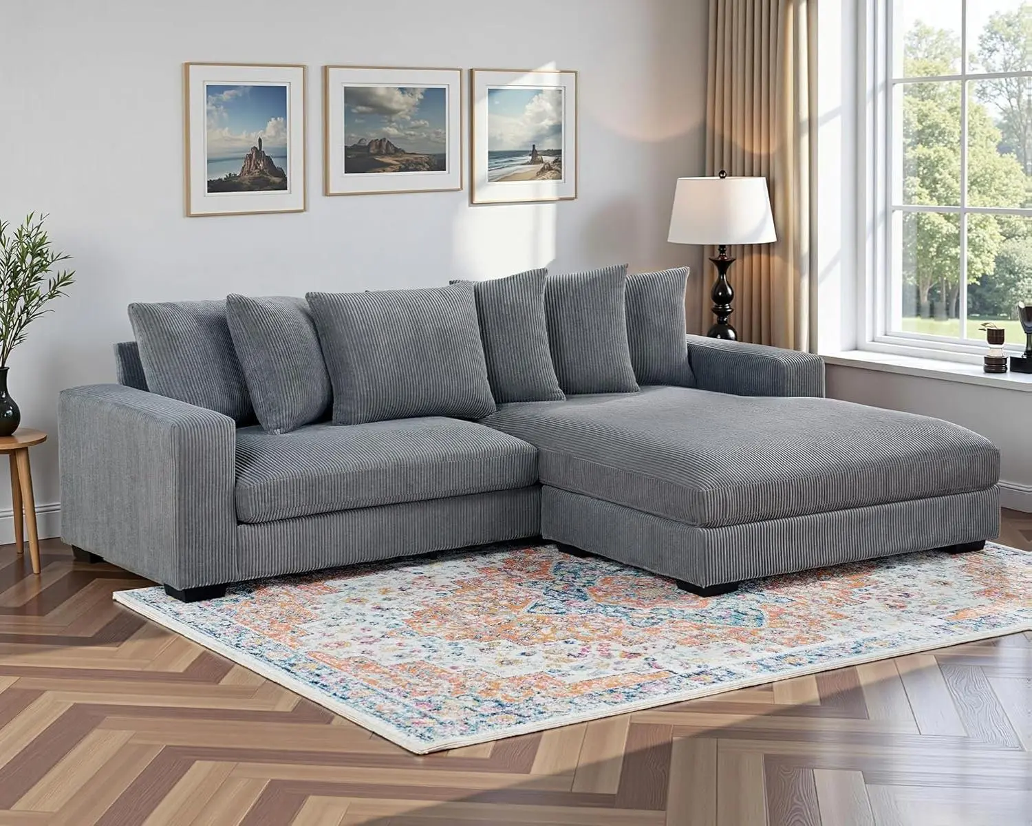 【Ships in 2 Boxes】[SummerSale] AMERLIFE 103" L Shaped Couch, Oversized Cloud Sofa with Deep Seats and Loose Back, Sectional Sofa for Living Room