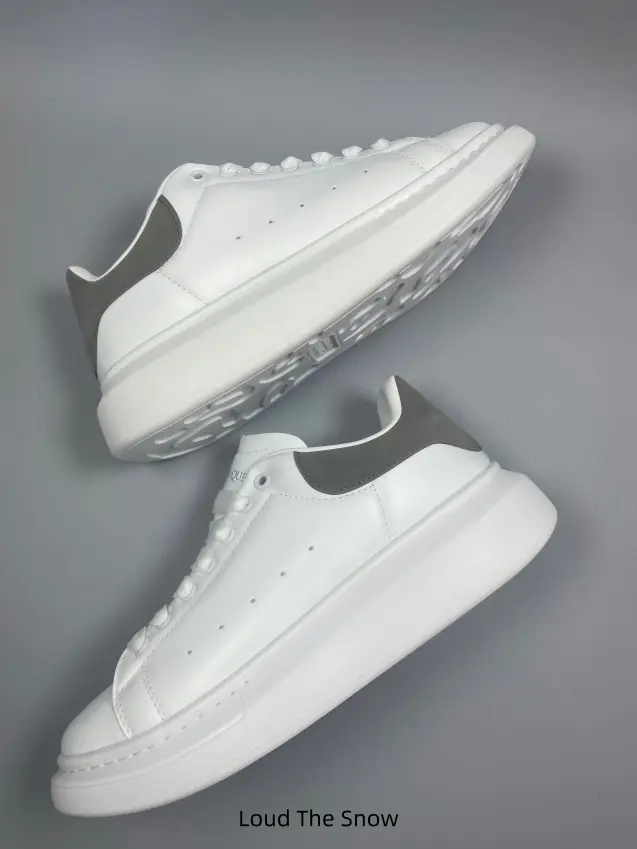 Pair White Charcoal Gray Heel Contrast Platform Leather Sneakers Thick Shock Absorb Chunky Midsole Lace Up Casual Skate Shoes Unisex Matching Daily Walking Footwear