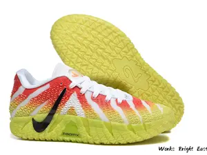 White and Yellow Low-Top Basketball Sneakers with Gradient Overlay and ZoomX Cushioning