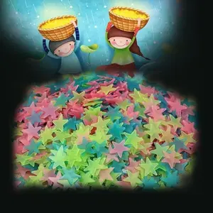 2PCS Glow in The Dark Luminous Stars Fluorescent Reusable Plastic Wall Stickers and Murals or Ceiling Stars Fluorescent Luminous Decal Stickers for Home Décor Accents
