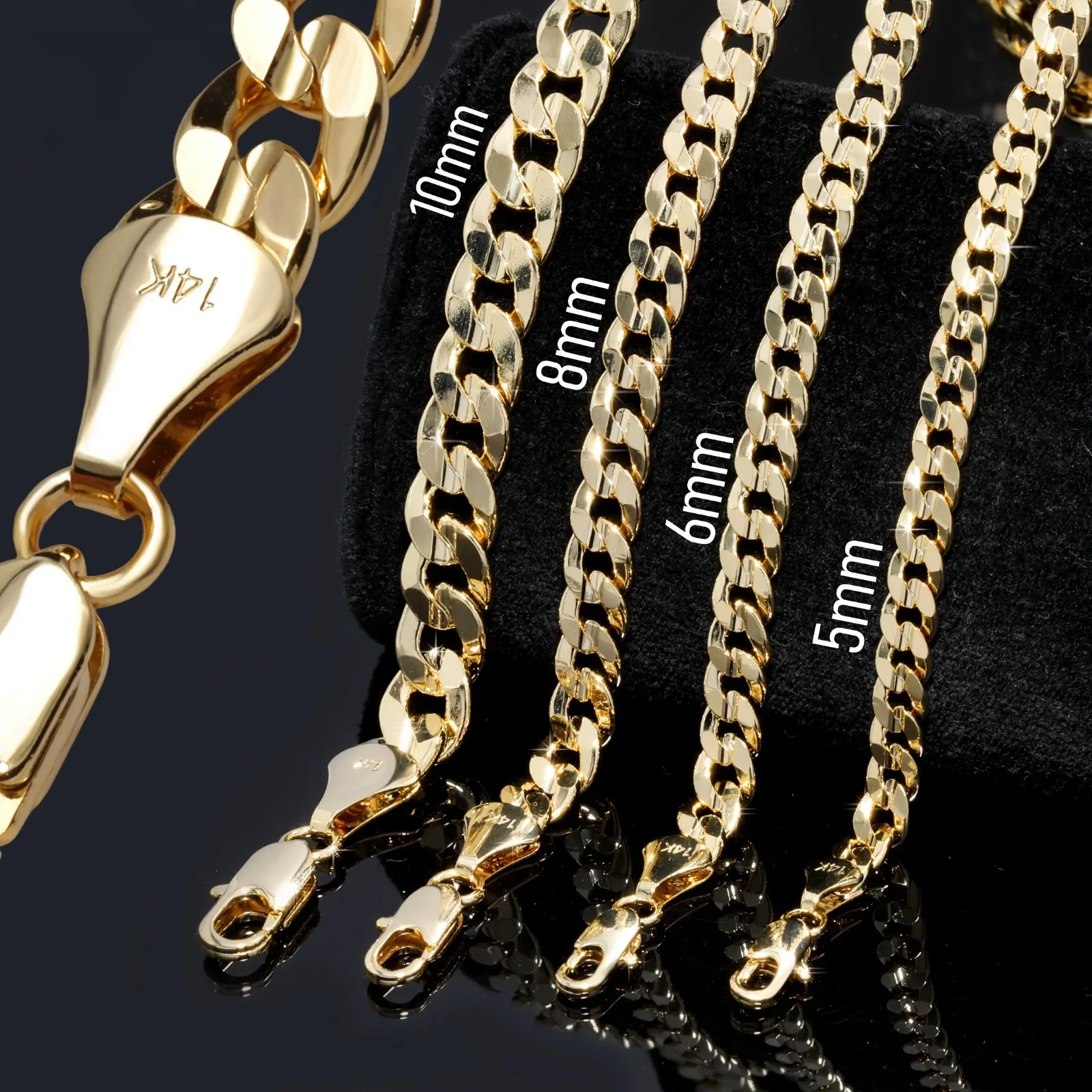 MaxBling81 14K Stamped Gold Brass Miami Cuban Chain Necklace, High-End AAA+ Premium Quality Luxury Unisex Jewelry Accessory, 4mm-10mm Thickness, 20"-30" Length, Men's Jewelry Necklace