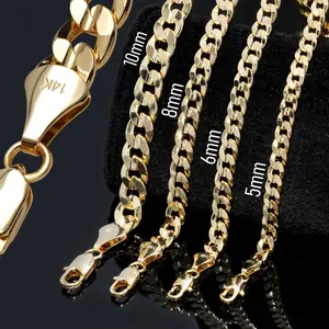 MaxBling81 14K Stamped Gold Brass Miami Cuban Chain Necklace, High-End AAA+ Premium Quality Luxury Unisex Jewelry Accessory, 4mm-10mm Thickness, 20"-30" Length, Men's Jewelry Necklace