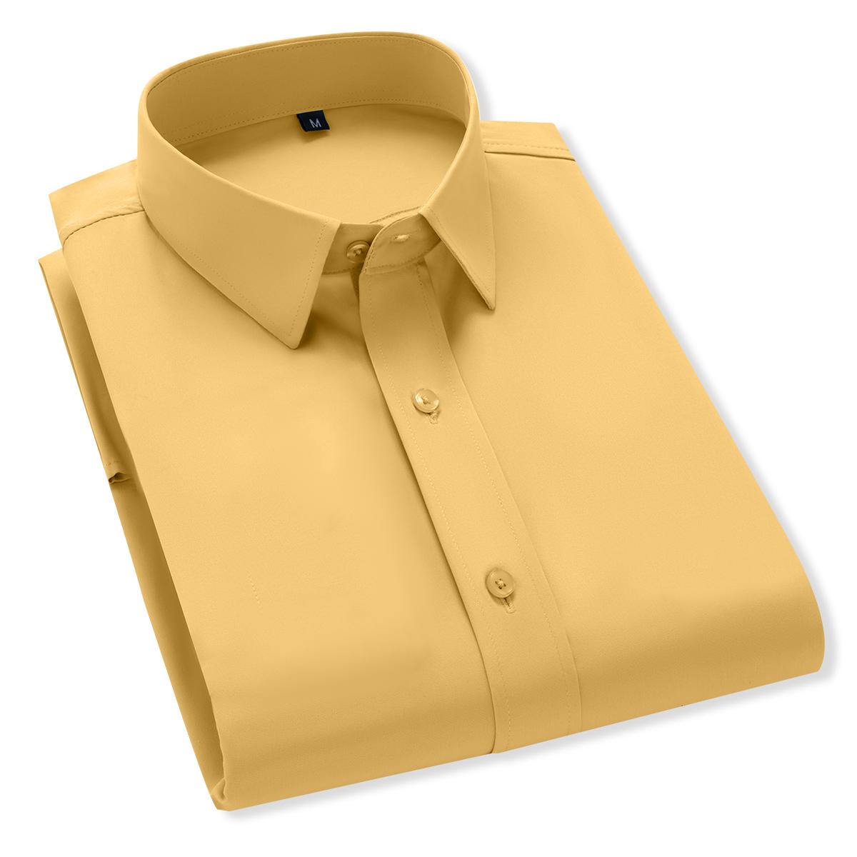 Men's business casual button-up shirt - elegant solid color dress shirt, multi-scene wedding/party/workplace wear, all-season thin anti-wrinkle style