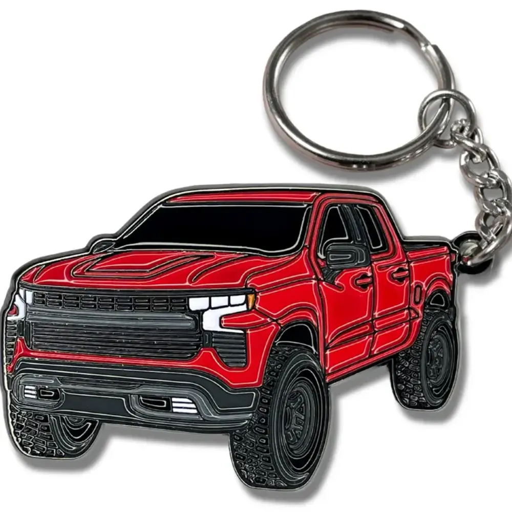 Chevrolet Silverado 1500 Keychain, Truck Accessory Toy Truck Inspired Key Fob Cover Durable Metal Design, Gift for Men Car Lovers, Affordable Key Chain Gift Idea