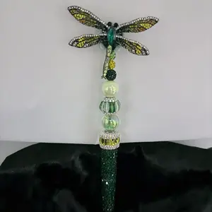 Multi Color Green Dragonfly on Rhinestone Pen