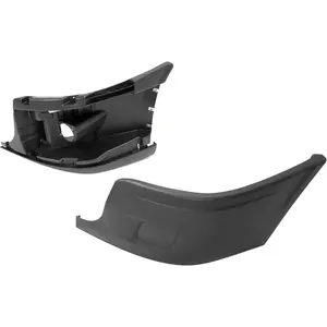 LH Front Bumper End Cap+Reinforcement Compatible with 2008-2017 Freightliner Cascadia Bumper Cover Reinforcement Face Impact Bar Crossmember W/O Fog Light Hole Black Driver Side