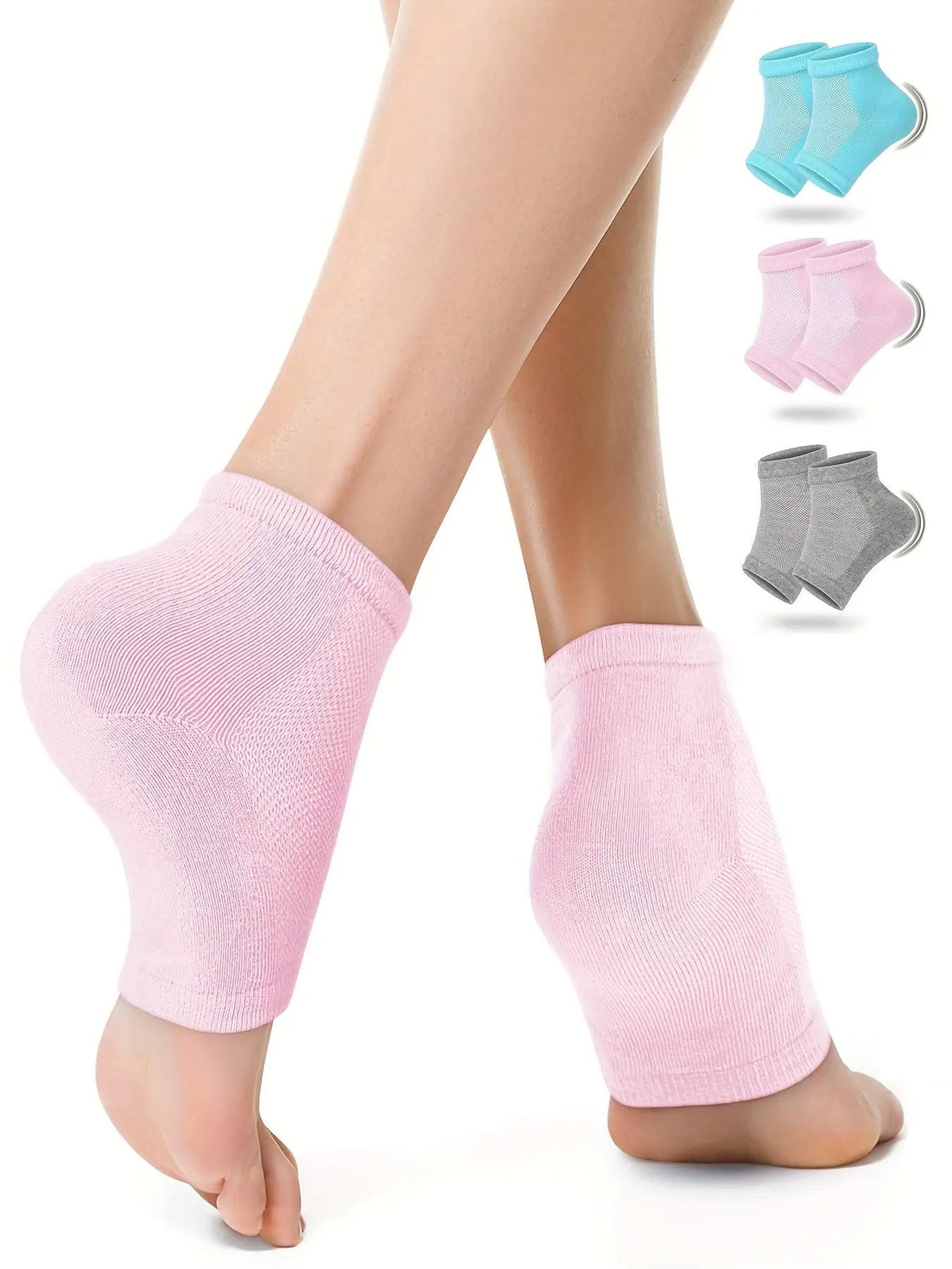3 Pairs Moisturizing Soothing Heel Socks for Cracked Heel Treatment, Intensive Foot Care Toeless Socks to Soften and Hydrate Dry Cracked Feet Heels, Cracked Heel Repair Socks, Gel Socks for Dry Cracked Feet, Hydrating Therapy Foot Care Product