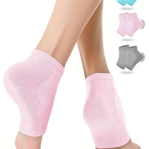 3 Pairs Moisturizing Gel Heel Socks, Hydrating Toeless Spa Socks for Dry Cracked Heels, Softens & Hydrates Dry Feet Breathable Foot Care Socks