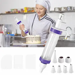 1 Set Framing Guns Cake Baking Tools Cream Framing Mouth Scraper DIY Baking Supplies Chocolate Gummy Candy Pipeline Kit Cookie Gun For Bakeries Dessert Shops Hotels Cake Baking