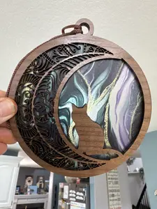 Cat and Moon Suncatcher for Sunny Window