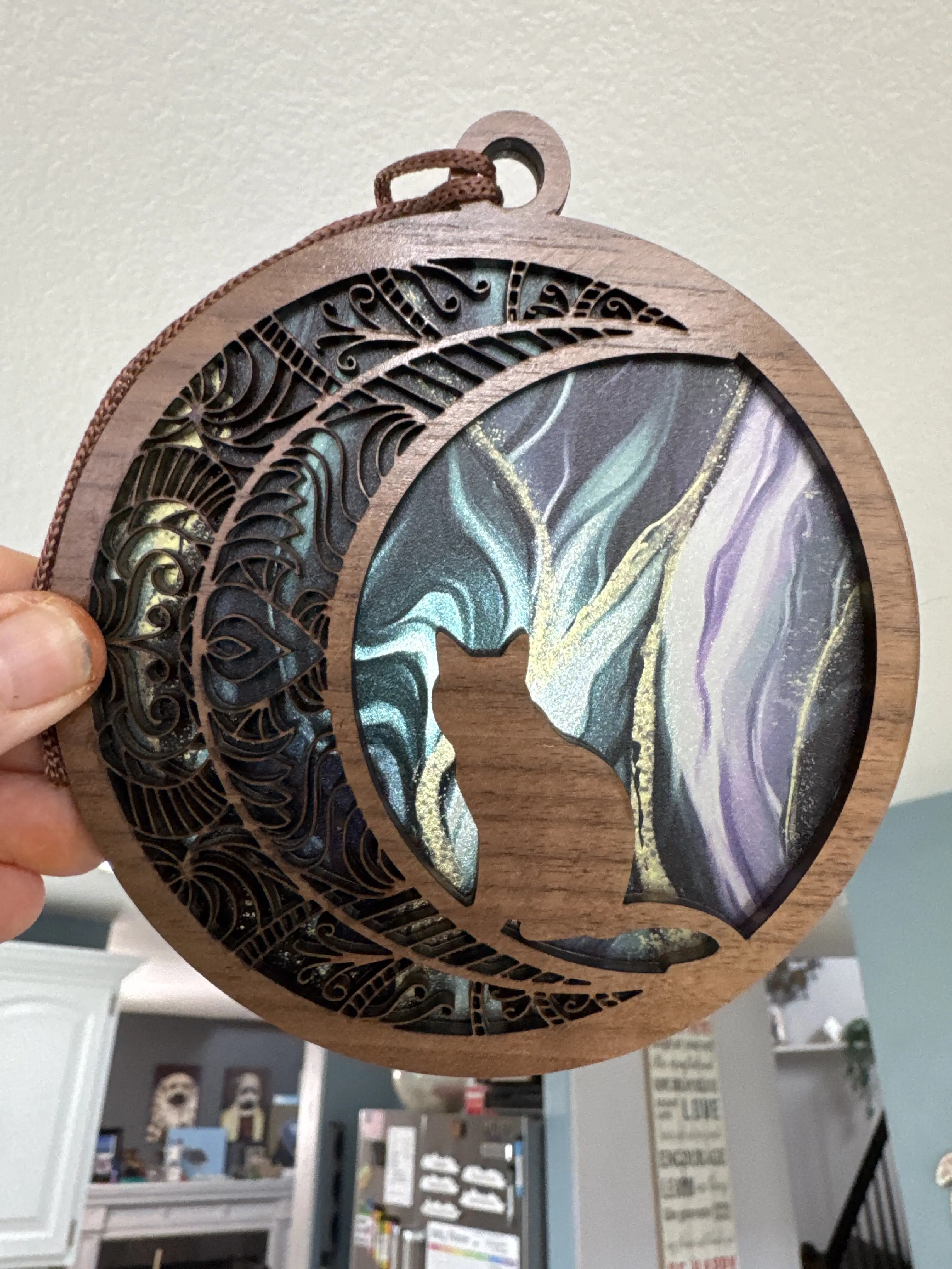 Cat and Moon Suncatcher for Sunny Window