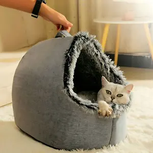 BOOTEELY Plush Enclosed Cat Bed, Comfortable Resting Nest, Warm Hideaway, Portable Pet Shelter for Indoor Winter Use, Home Dog & Cat Furniture