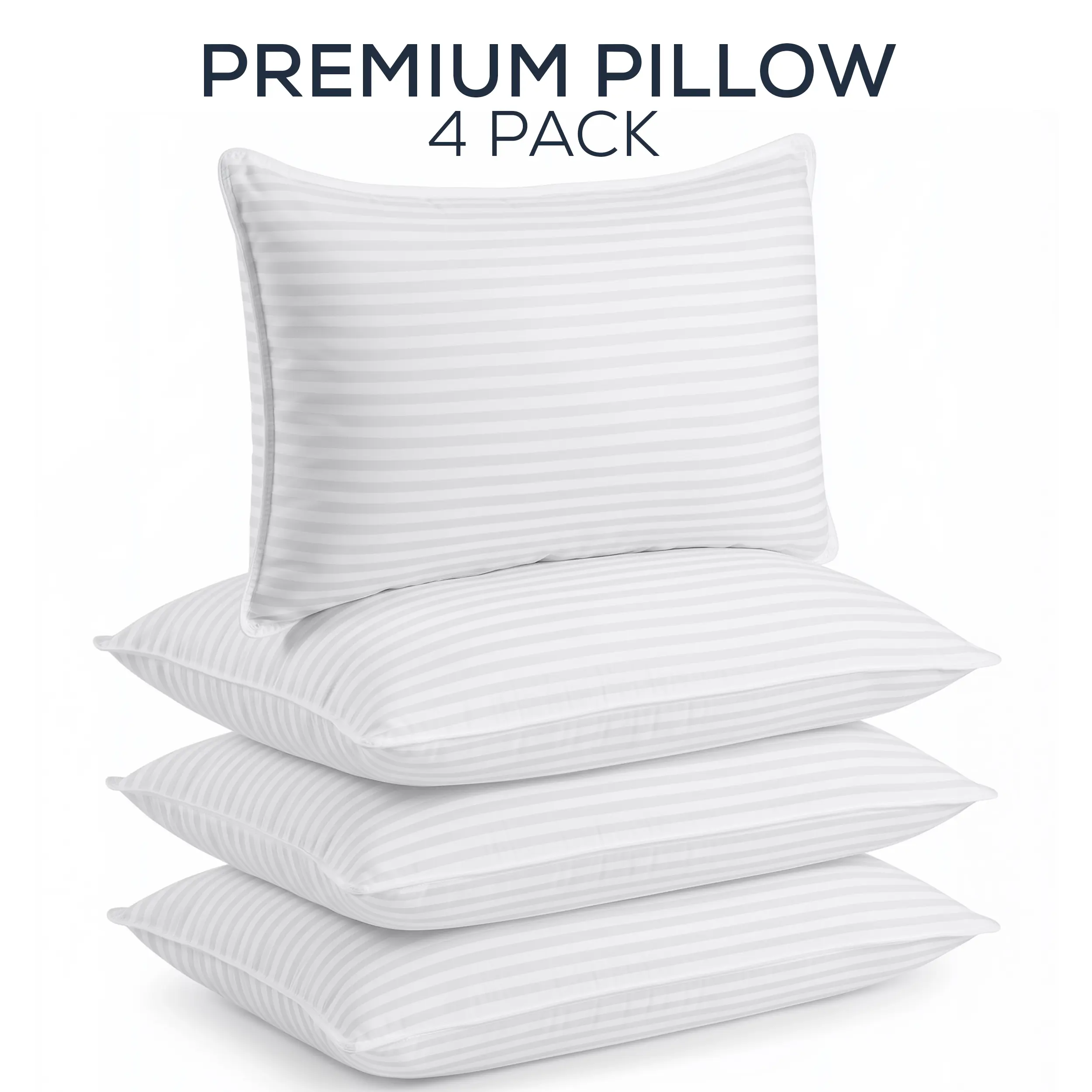 Utopia Bedding White Hotel Pillow Set of 4 -  Pillows for Side Back & Stomach Sleepers - Comfortable 9 Inch Thick Pillows for Ultimate Rest