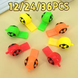 Football Theme Printed Soccer Whistles, Random Colors, 12/24/36 Pieces, School Sports Day, Football Carnival, Holiday Party Gifts, Prize Awards