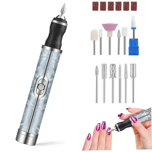 Cordless Electric Nail File with 18 Grinding Heads, 20000rpm 4 Adjustable Speeds, 500mAh Rechargeable Battery, Low Noise Nail Drill for Manicure, Pedicure, Polishing, Grinding, Peeling Fingernails and Toenails