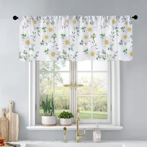 1Pc Spring daisy sunflower flowers printed kitchen curtains living room bedroom bathroom home decoration window curtain 54 * 18 inches