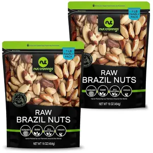 Nut Cravings Organic Brazil Nuts in Shell, Raw, Roasted, Salted & Broken | Bulk Fresh Nuts in Resealable Bag | Rich In Protein and Fiber | Immune Boost Bites | Healthy Snacks